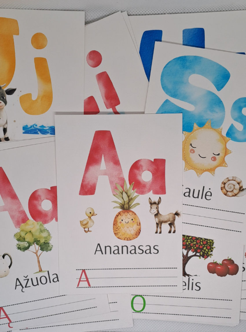 žaislai | lavinamieji | abėcėlės mokymosi kortelės
