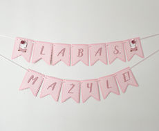 Naujagimio pasitikimo girlianda “zuikutė” baby shower vėliavėlės dekoracija
