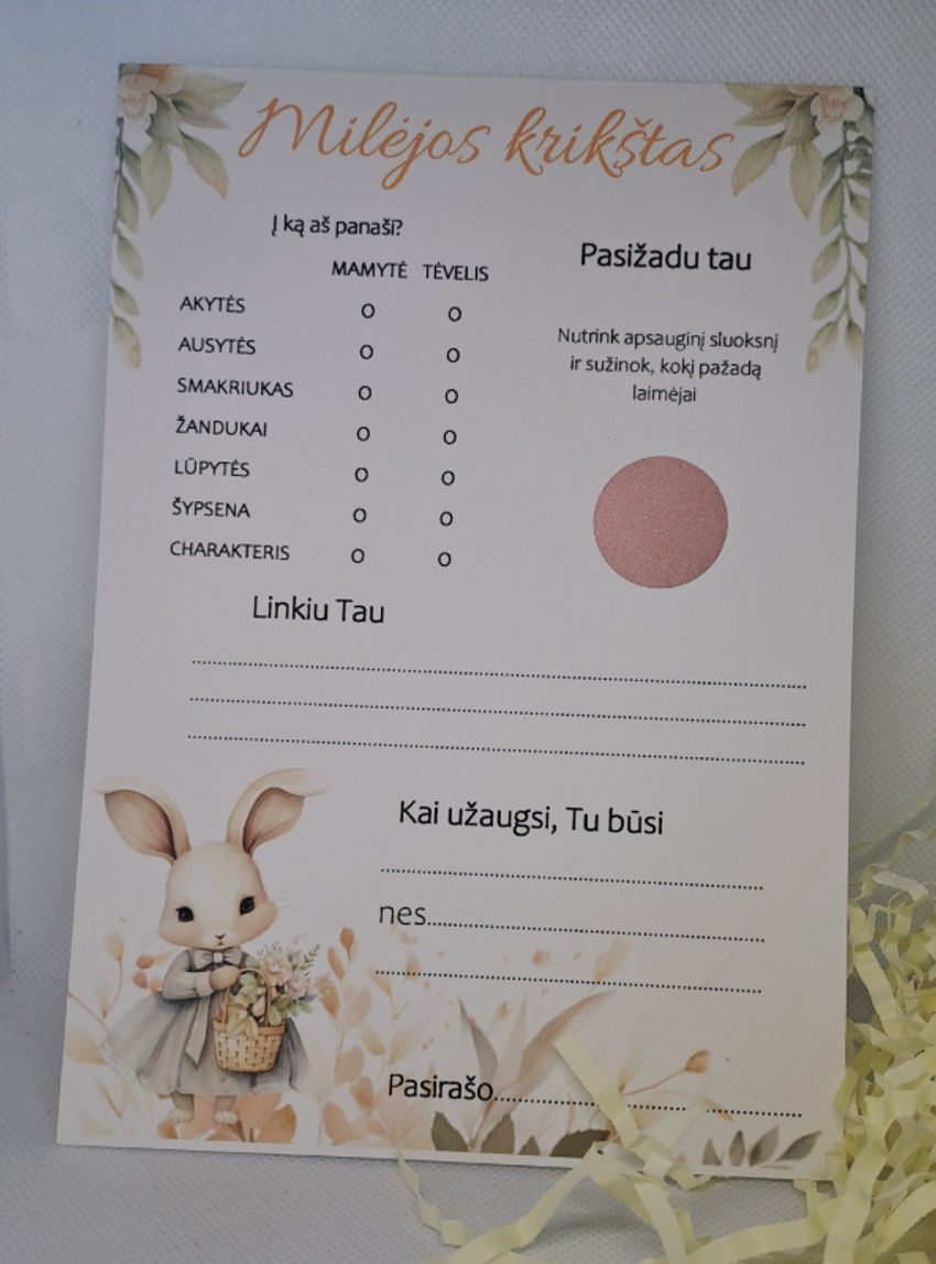 dekoracijos | spauda | krikštynų žaidimų kortelių komplektas su