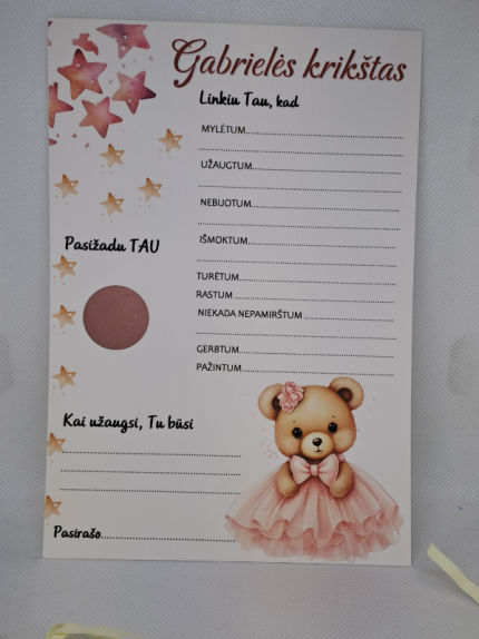 dekoracijos | spauda | Krikštynų palinkėjimų kortelių komplekta