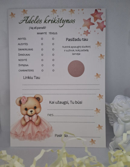 dekoracijos | spauda | Krikštynų žaidimų kortelių komplketas su