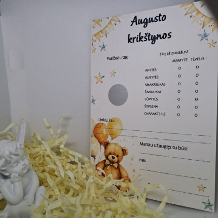 dekoracijos | spauda | Krikštynų žaidimų kortelių komplektas ru