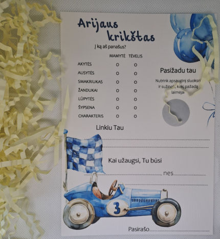 dekoracijos | spauda | Krikštynų žaidimo kortelių komplektas su