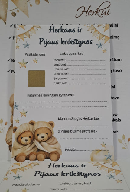dekoracijos | spauda | Krikštynų žaidimo kortelių komplektas du