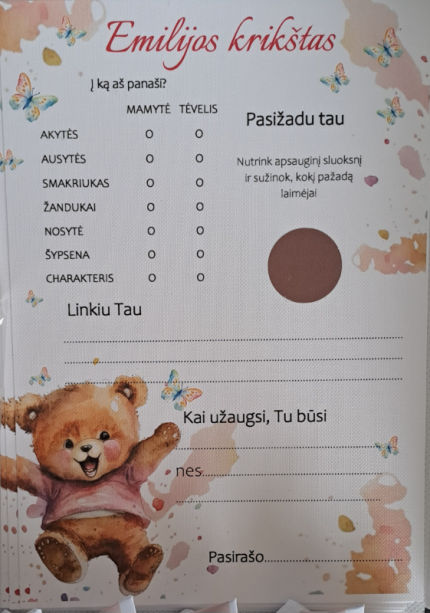dekoracijos | spauda | Krikštynų žaidimo kortelių komplektas la