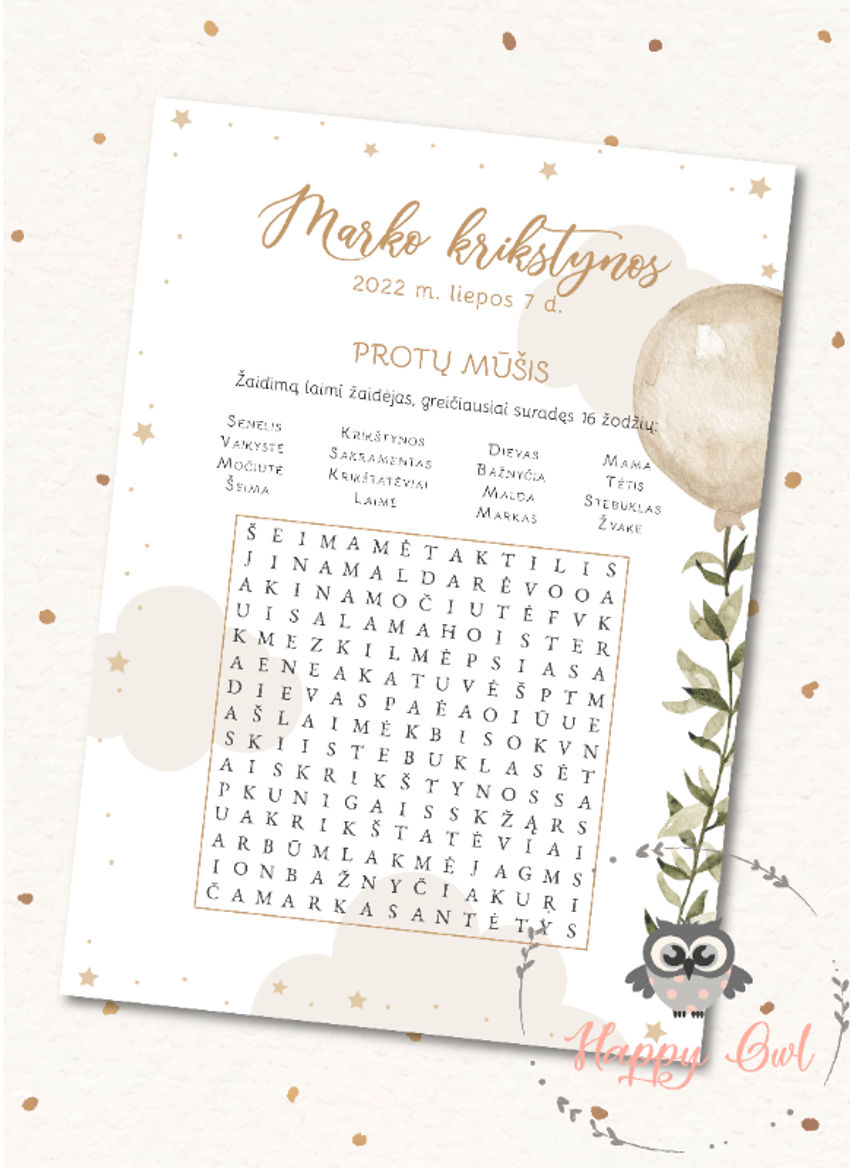 dekoracijos | spauda | žaidimo kortelės  protų mūšis  krikštyno