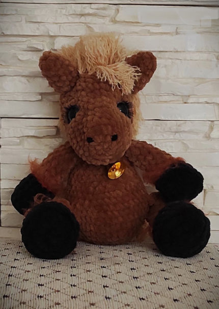 žaislai | minkšti | Nertas minkštas žaislas arkliukas  25 cm