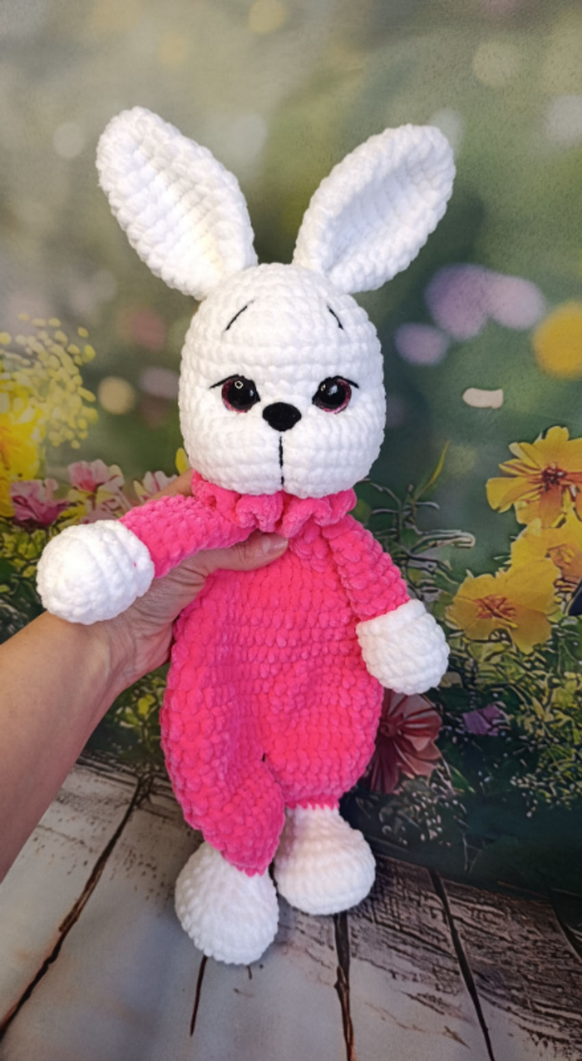 žaislai | migdukai | nertas migdukas zuikutė 38 cm  su ausytė
