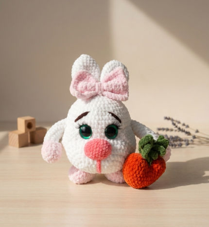 žaislai | minkšti | Zuikutė lūna  26 cm ilgio  spalva balta 