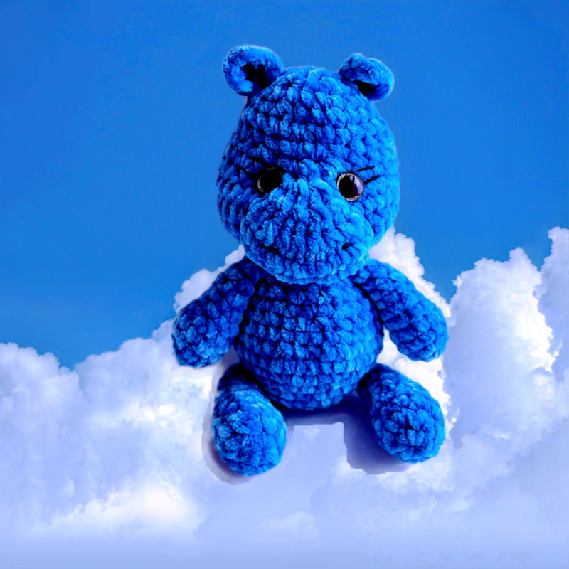 Nebubu mėlynas begemotukas  minkštas pliušinis žaisliukas migdukas  30 cm