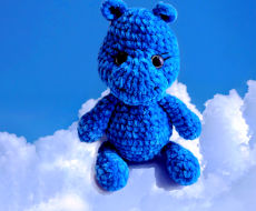 Nebubu mėlynas begemotukas  minkštas pliušinis žaisliukas migdukas  30 cm