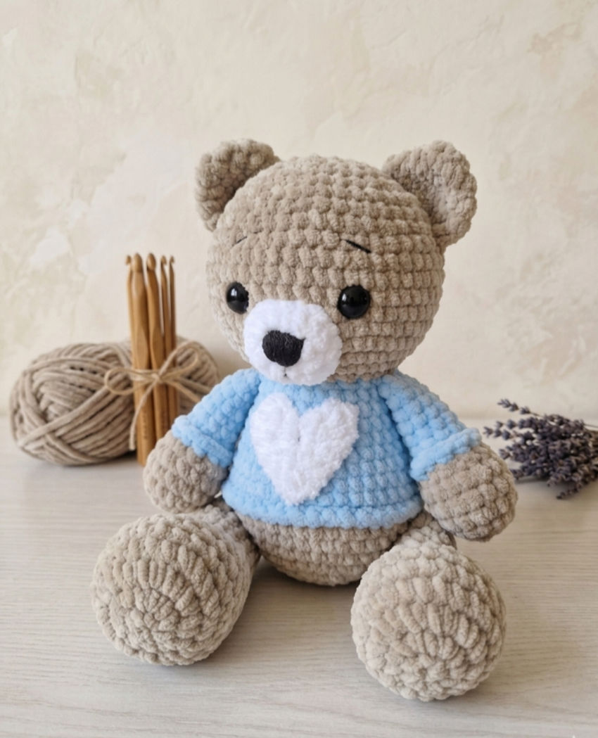 Rankų darbo nertas pliušinis meškiukas dydis 32 cm žaislai | minkšti | rankų darbo nertas pliušinis meškiukas d