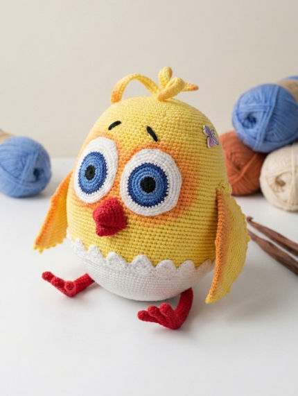 žaislai | minkšti | 🐥 nertas viščiukas „saulutis“  38cm ilg