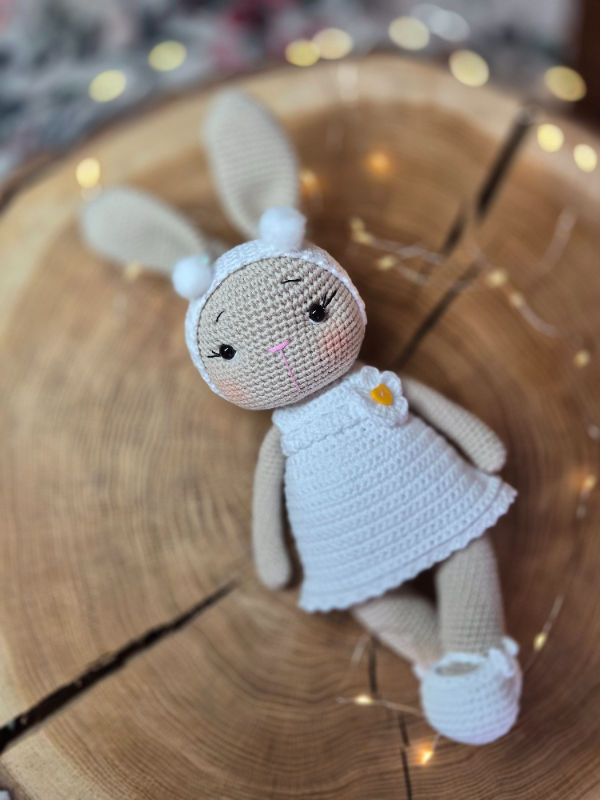 Zuikutė ramunėlės 30 cm dydžio dovana krikštynoms mergaitėms 