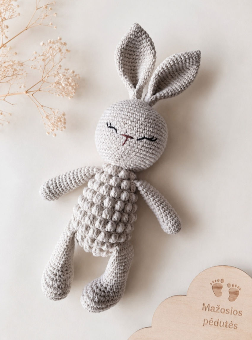 Rankų darbo nertas burbulinis zuikis dydis 30 cm žaislai | minkšti | rankų darbo nertas burbulinis zuikis dyd