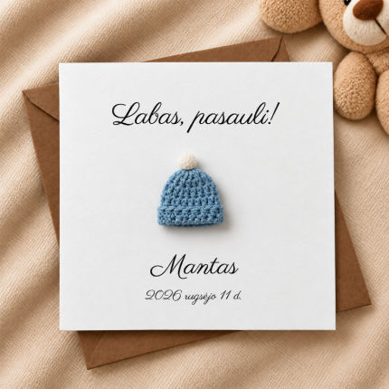 dekoracijos | spauda | Personalizuotas atvirukas kūdikio gimimo