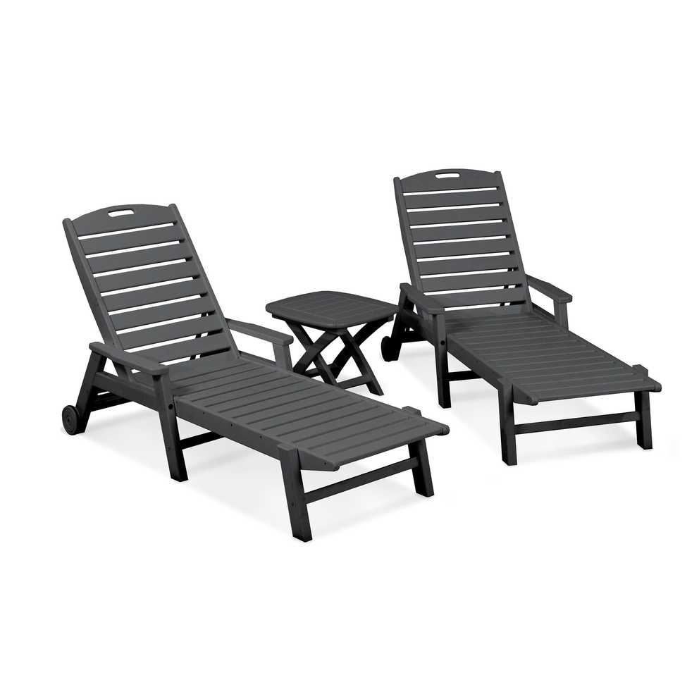 Featured Image of Nautical 3 Piece Outdoor Chaise Lounge Sets With Table