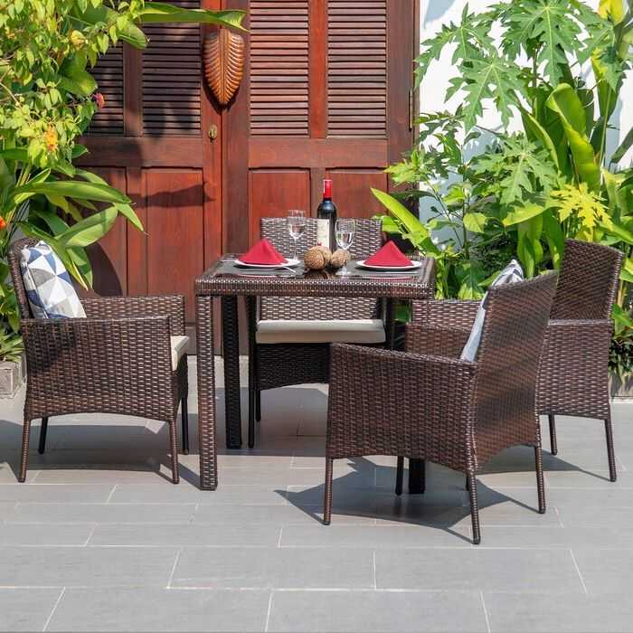 Featured Image of Red 5 Piece Outdoor Dining Sets