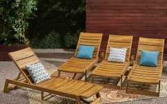 Outdoor 3 Piece Acacia Wood Chaise Lounge Sets