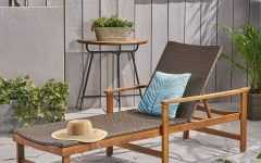 Outdoor Rustic Acacia Wood Chaise Lounges with Wicker Seat