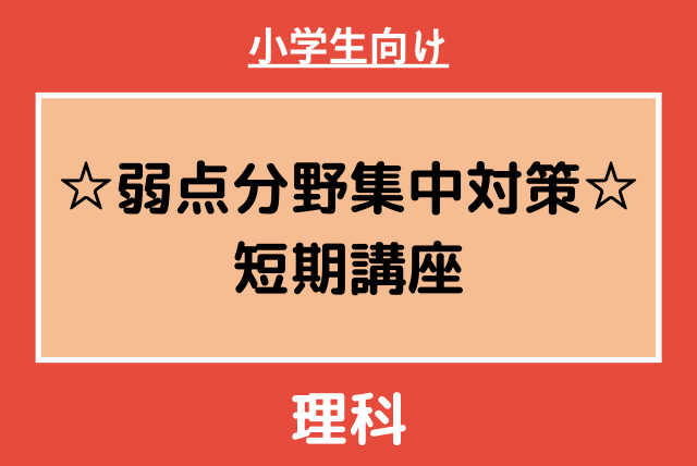 60分【単発4回】小学生向け☆弱点分野集中対策☆理科