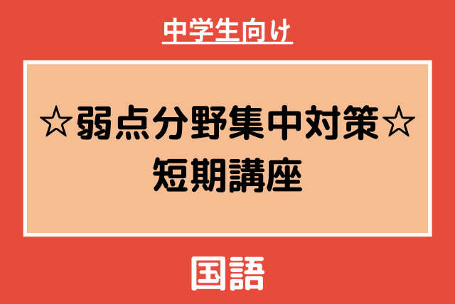 中学生向け【単発4回】 弱点分野集中対策！中学国語