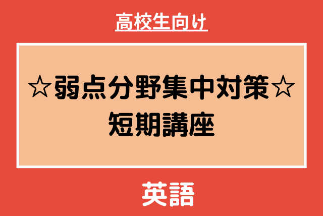 高校生【単発4回】弱点分野集中対策！高校英語