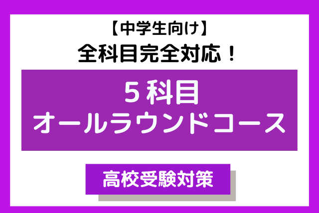 【中学生】全教科完全対応！☆５科目オールラウンドコース☆受験