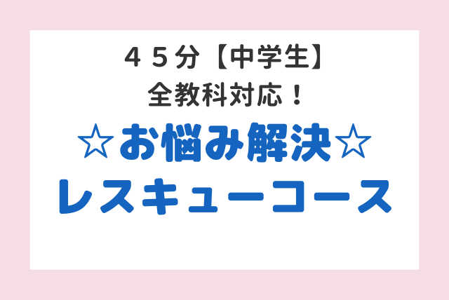 45分【中学生】全教科対応！☆お悩み解決☆レスキューコース