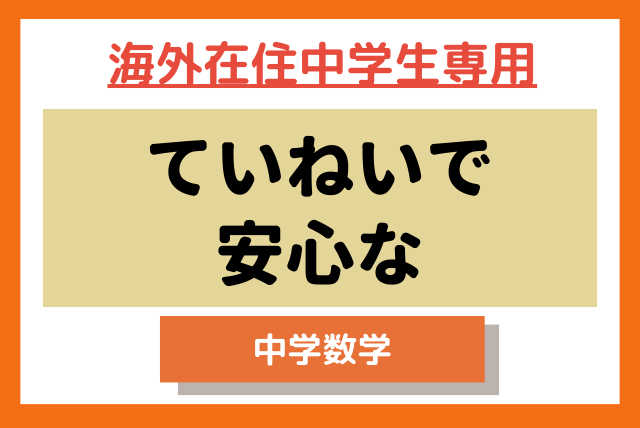 【海外在住中学生専用特別コース】★ていねいで安心な★中学数学