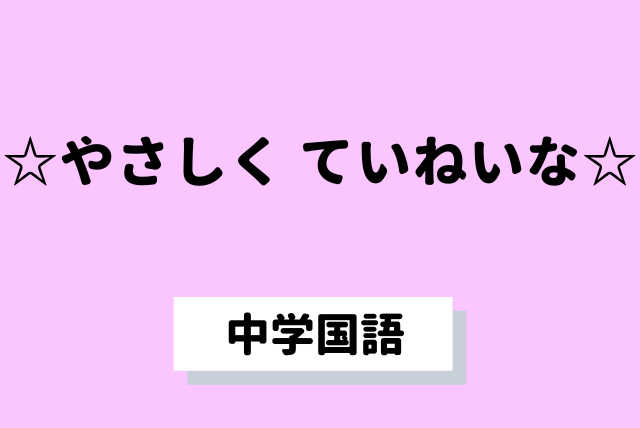 【中学生向け】☆やさしく ていねいな☆中学国語