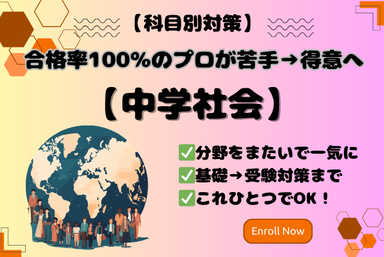 【中学社会】合格率100％のプロが苦手→得意へ変えます！