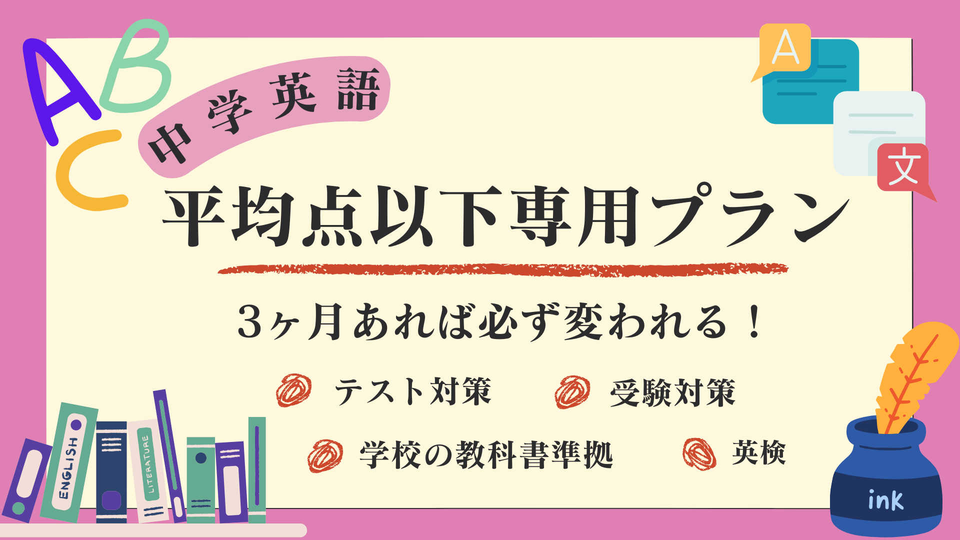 【平均点以下】やさしい中学英語【文法強化】