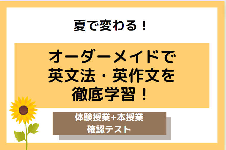 【夏で変わる！】オーダーメイドで英文法・英作文を徹底学習！