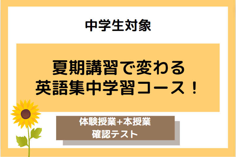 【中学生対象】夏期講習で変わる英語集中学習コース！