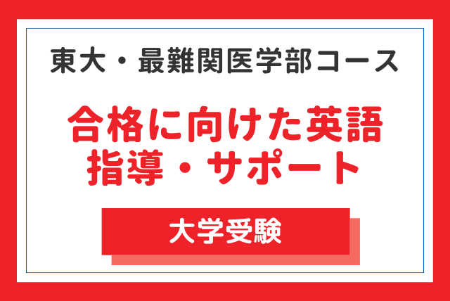 【東大・最難関医学部コース】 合格に向けた英語指導・サポート