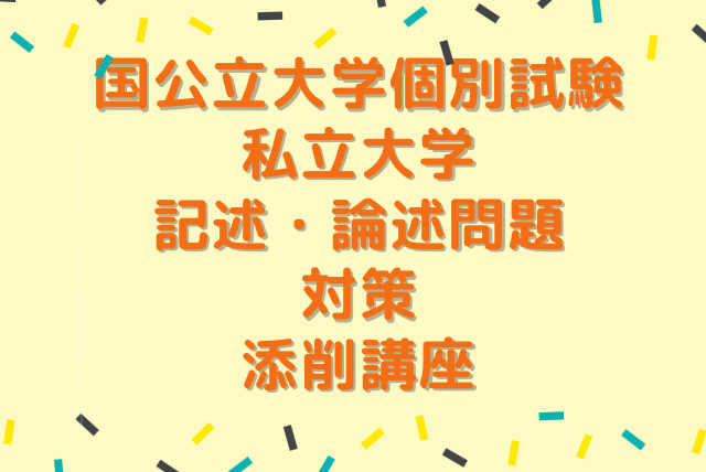 国公立大学個別試験&私立大学/論述•記述問題対策添削【地歴】