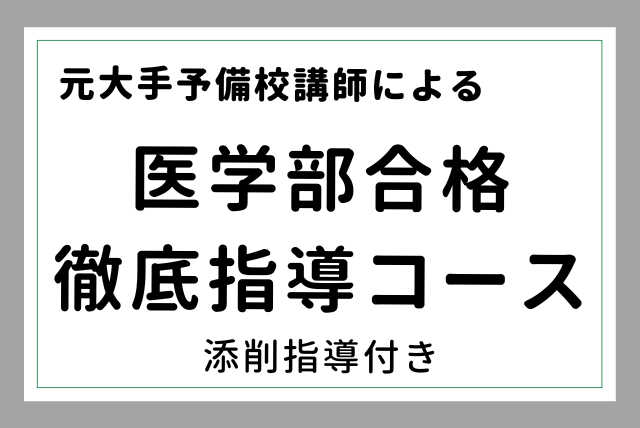 【医学部受験】 医学部合格徹底指導コース（90分×８）添削付