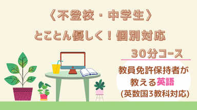 【不登校・中学生】とことん優しく！個別授業30分＊英語編