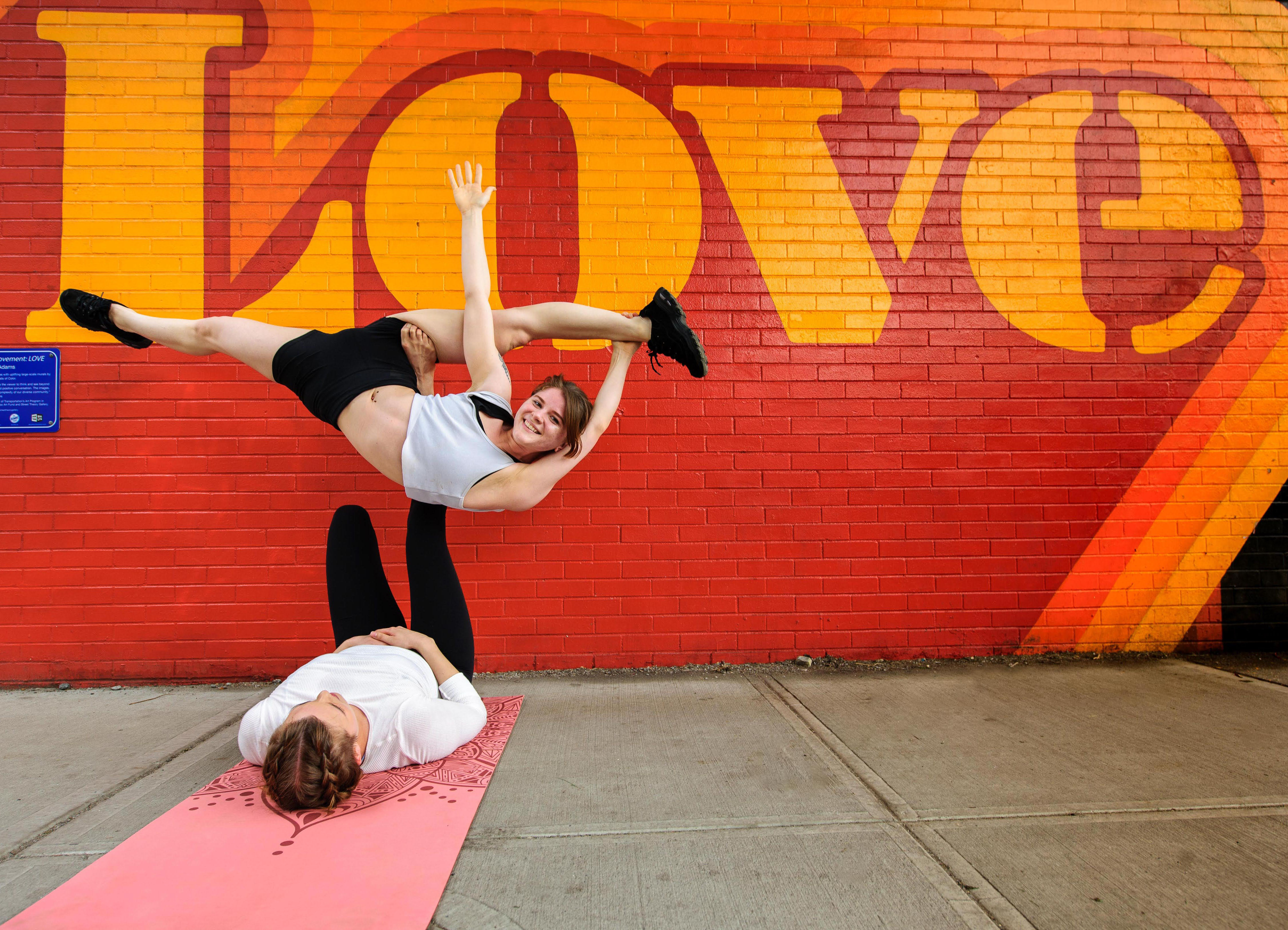Acro Yoga Pose: Hangle Dangle