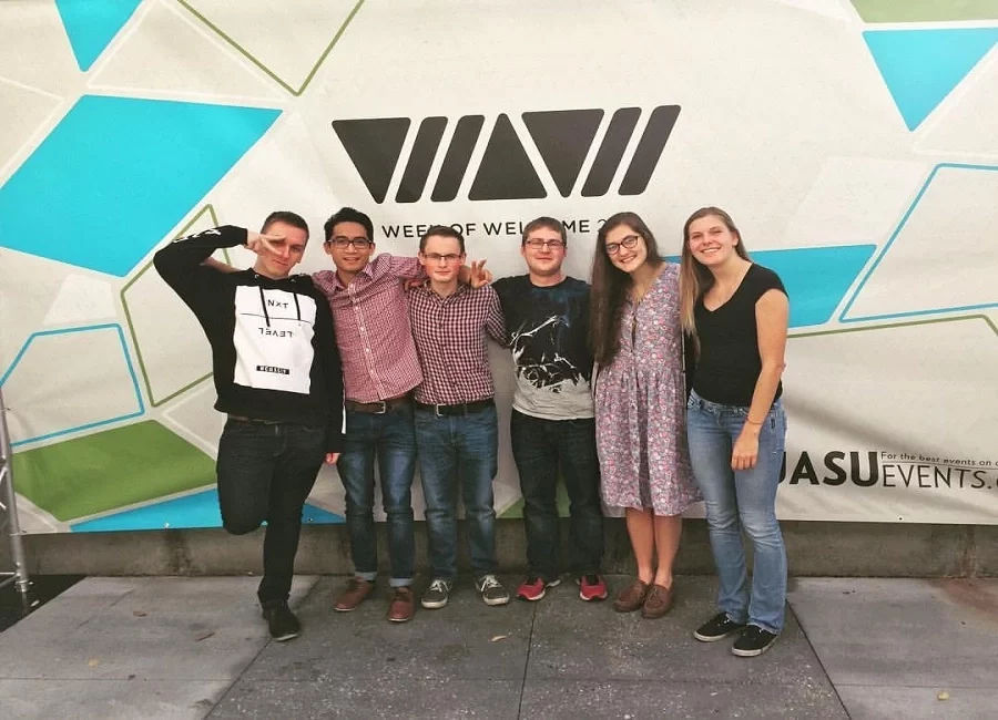 Group of university students posing