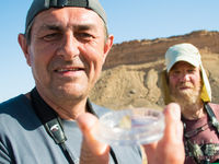 Reisgids Johan toont een blauwtje aan de reizigers. © Billy Herman