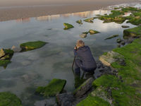 Getijdenpoelen op het strand. © Johan Van de Watering 