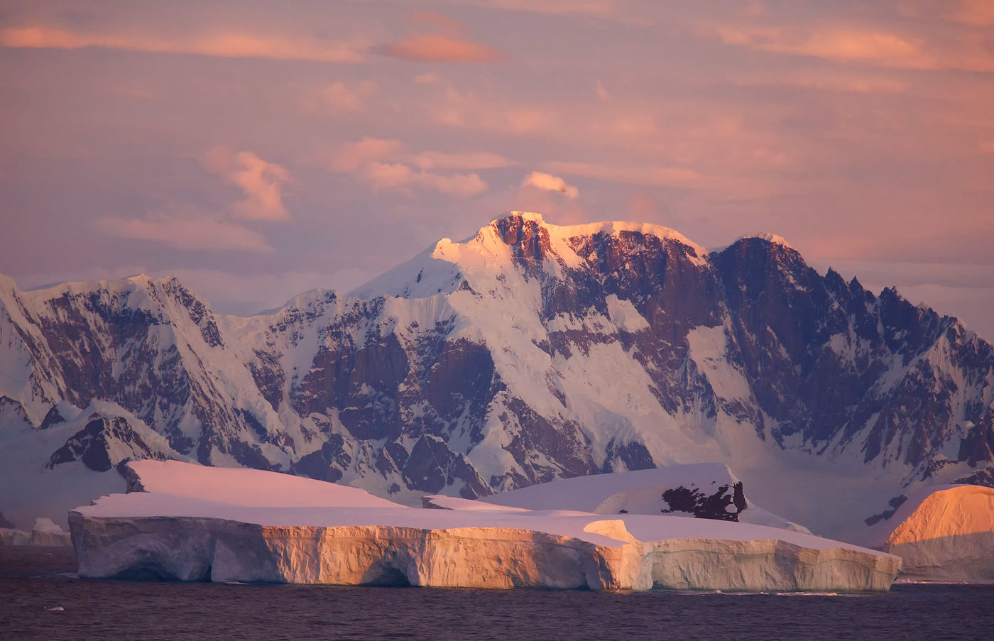 Massive icebergs near the Antarctic Circle, Antarctica.