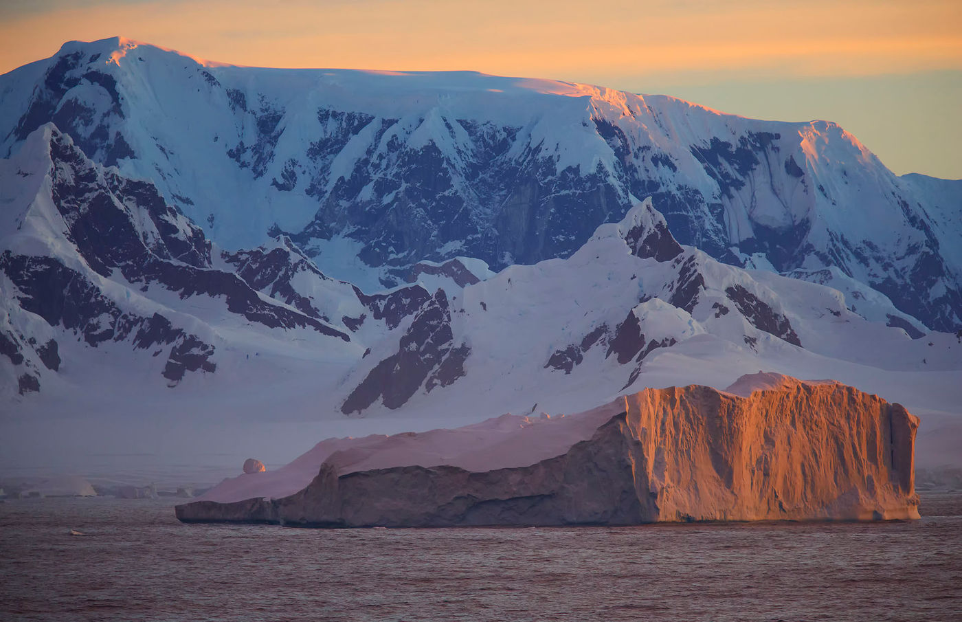 Massive icebergs near the Antarctic Circle, Antarctica.