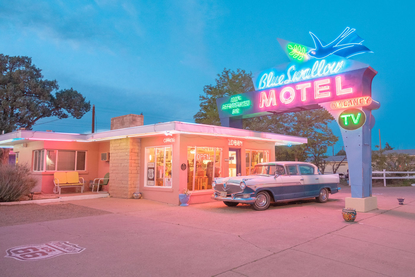 Ons hotel in Tucumcari, tevens dé publiekstrekker van de streek. © Jeffrey Van Daele