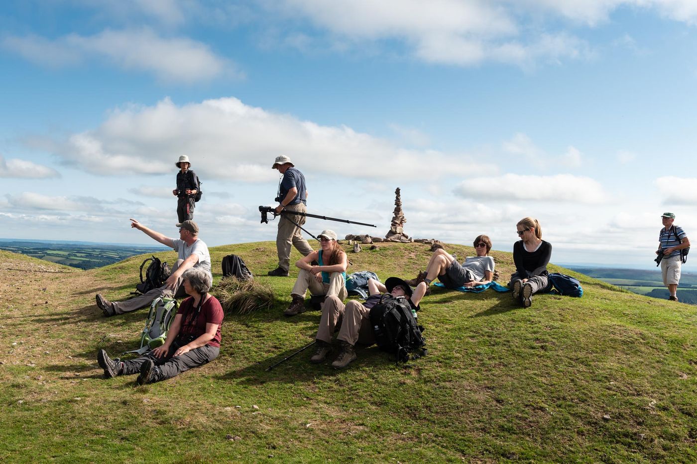 Groepsfoto op een uitkijkpunt in Exmoor. © Sandy Spaenhoven