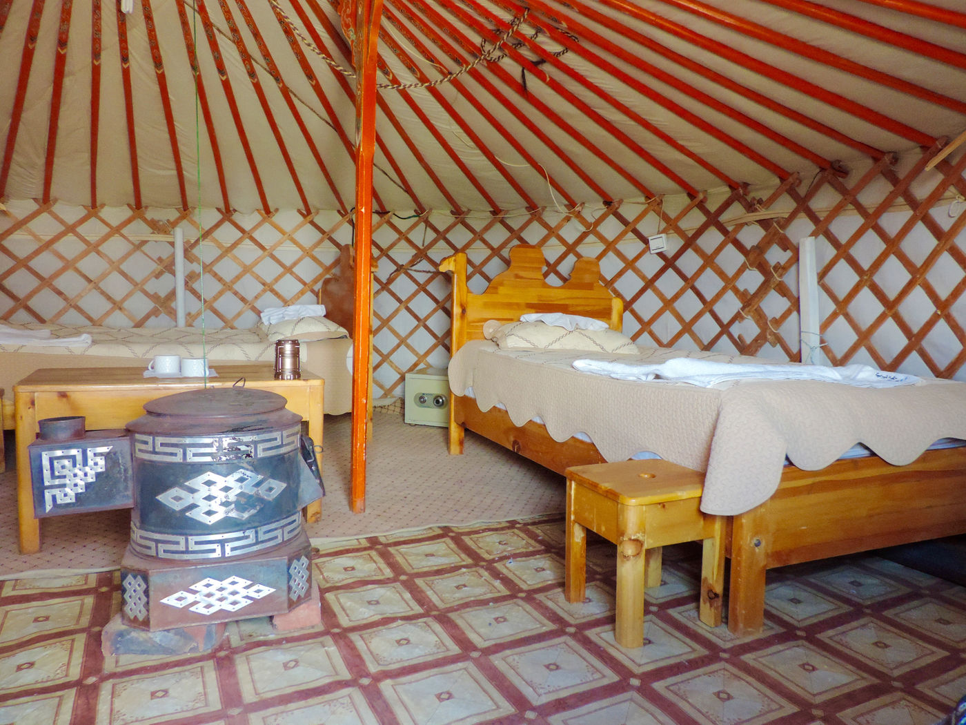 Our accomodation, inside a yurt. © Geert Beckers