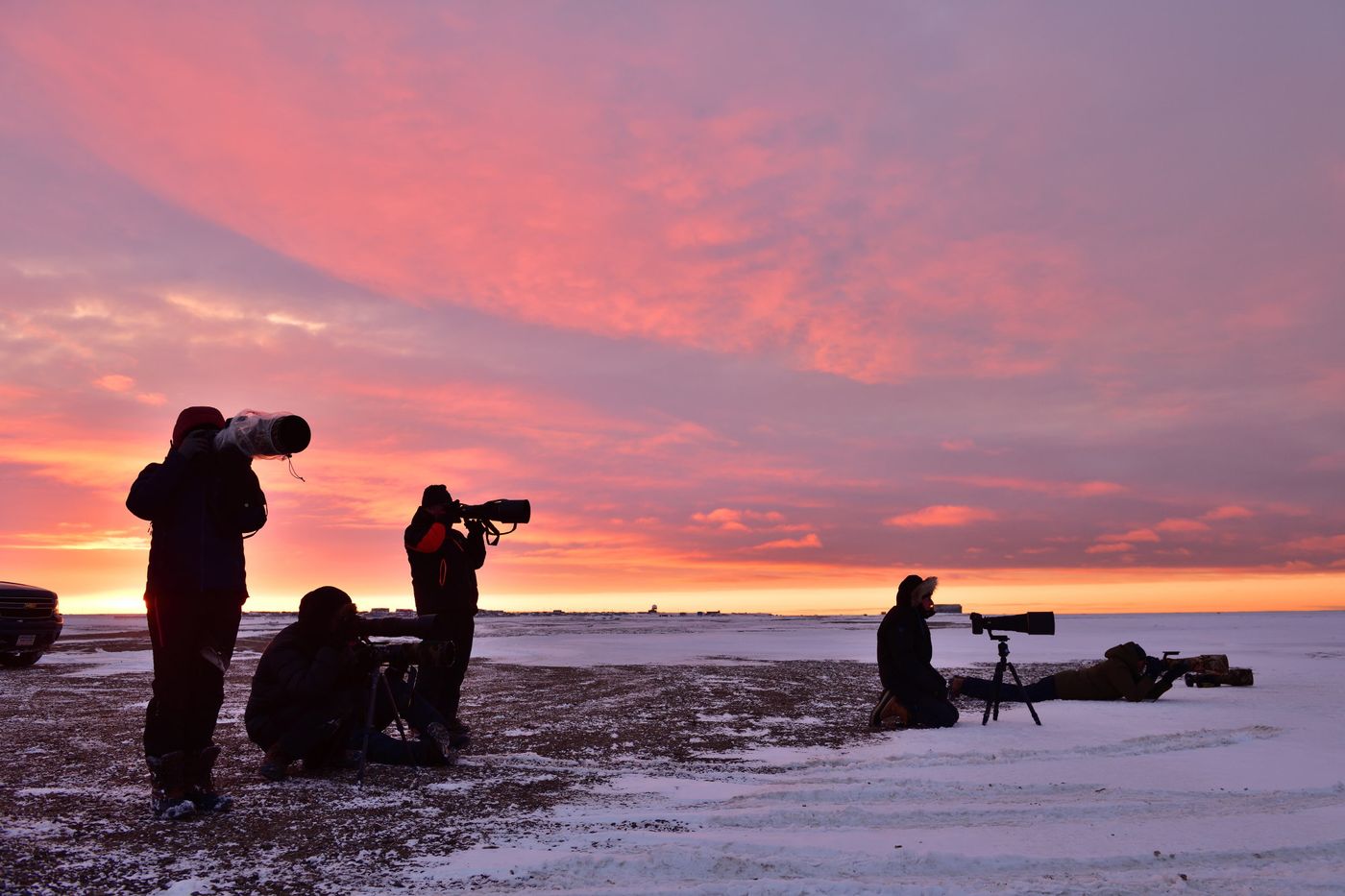 Fotografen bij zonsondergang. © Yves Adams