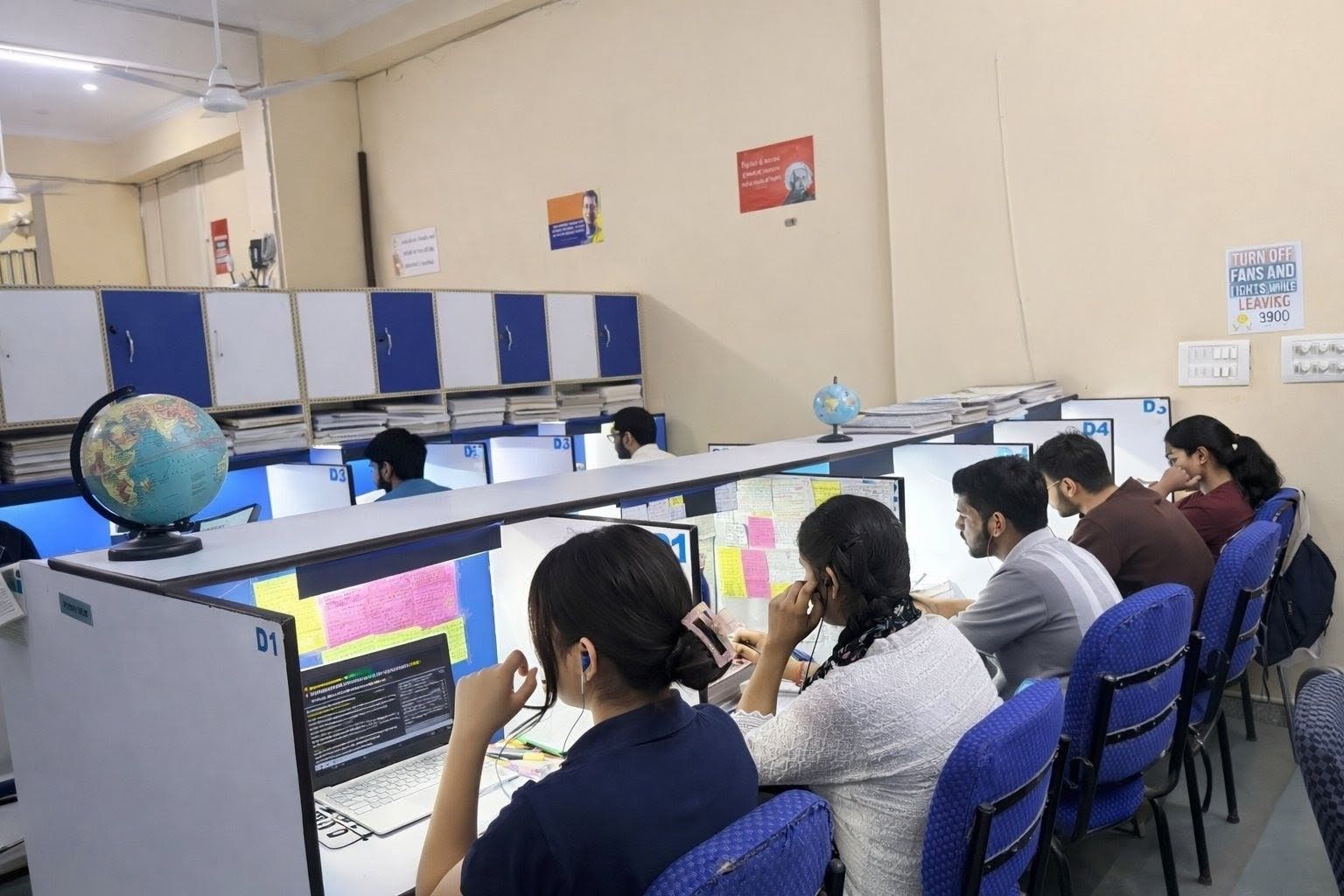Students studying at desks